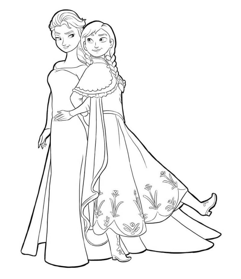 50 hình vẽ tranh tô màu công chúa Elsa và Anna đẹp cho bé